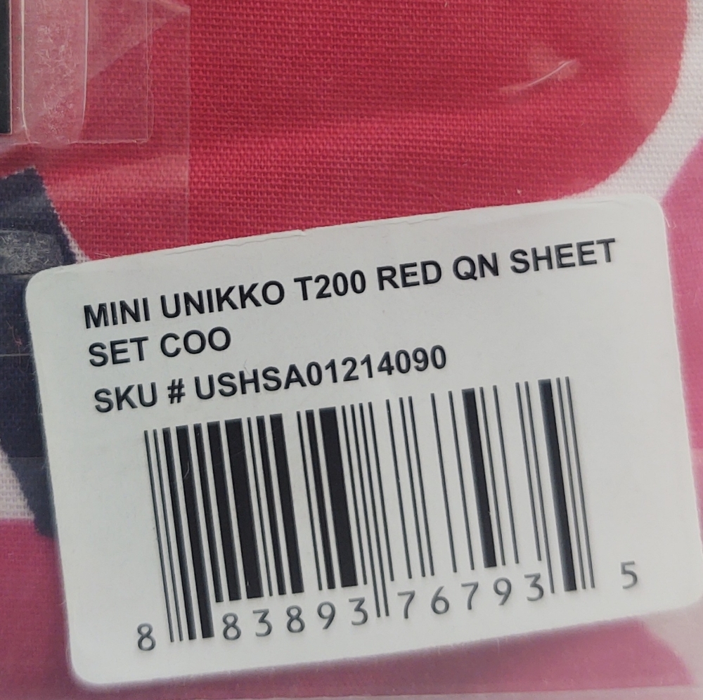 🎁marimekko Mini Unikko T200 RED QN Sheet Set COO - Queen Sheet Set - Picture 5 of 9